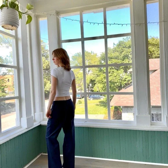 Vintage YSL navy wool trousers